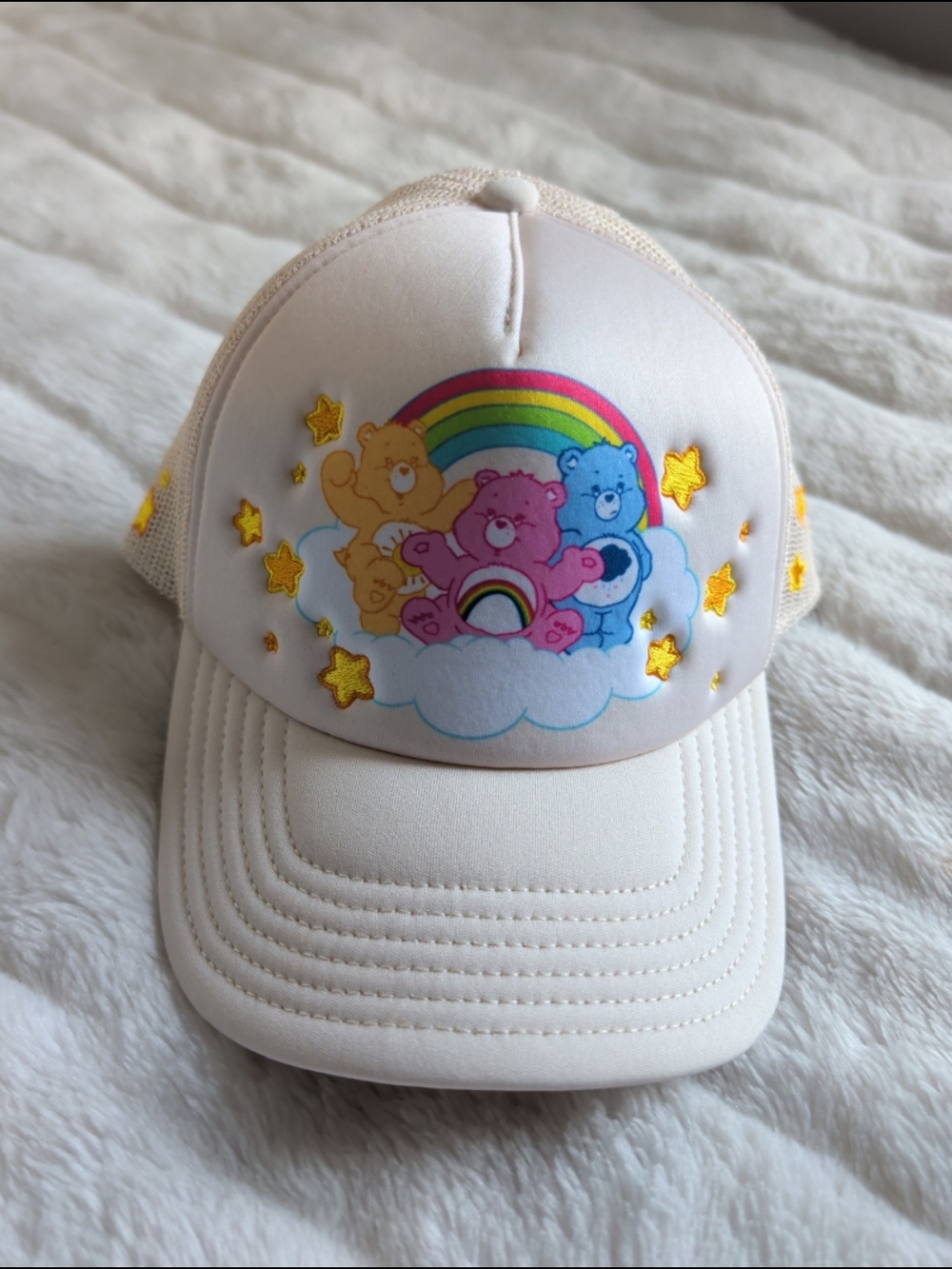 MAD Engine Cream Colored Care Bears Truckers Cap Snap Back NWT